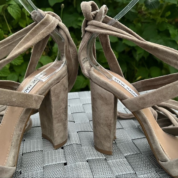 Steve Madden Christey Taupe Suede Leather Lace-Up Heels - Picture 9 of 15